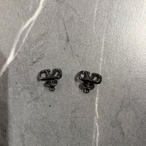 Valentino Black Logo Earrings